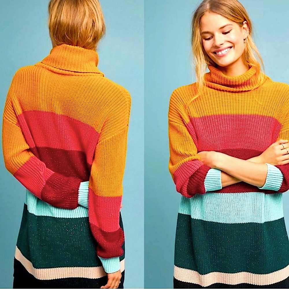Farm Rio x Anthropologie Boldly Striped Sweater Pullover Dress